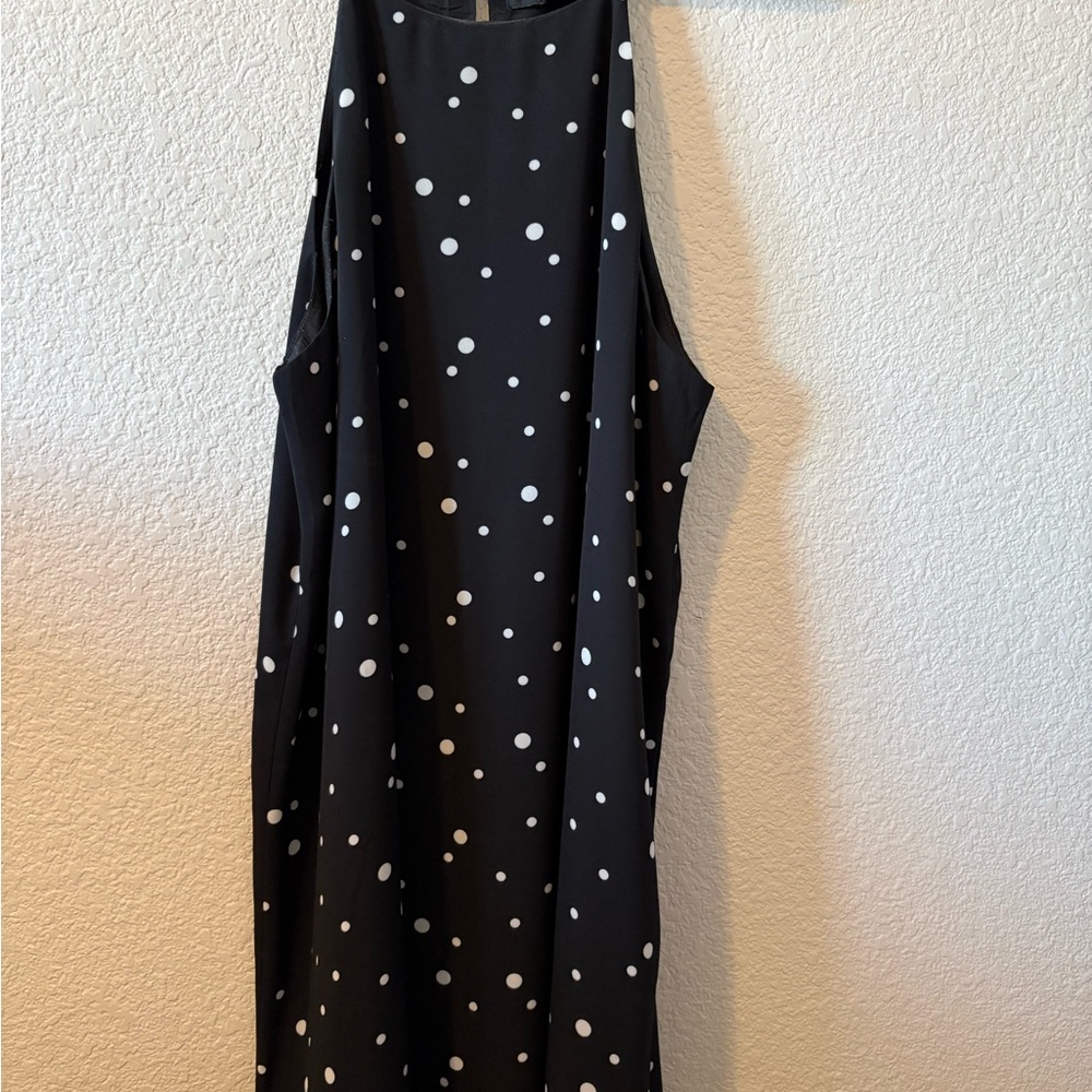 Forever 21 Black Midi Dress with White Polka Dots